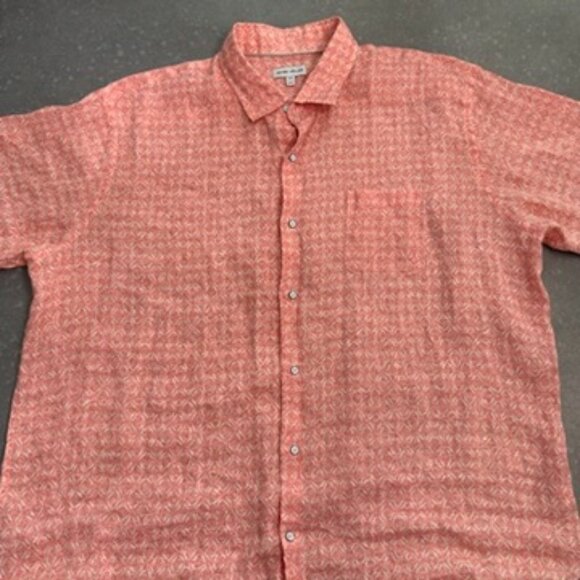 Peter Millar 100% Linen Coral Pattern Button-Down Shirt – Size XXL - Picture 3 of 10